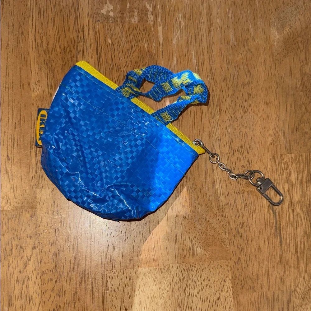 Ikea Blue and Yellow Mini Tote Bag Keychain